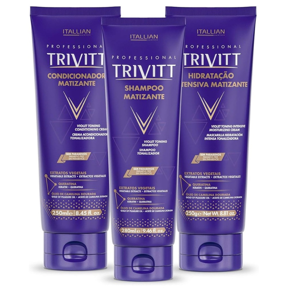 3 Piece Violet Toning Kit for Blonde Hair Shampoo 280ml, Conditioner Cream 250ml